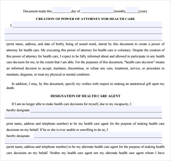 FREE 8+ Health Care Power of Attorney Forms in PDF