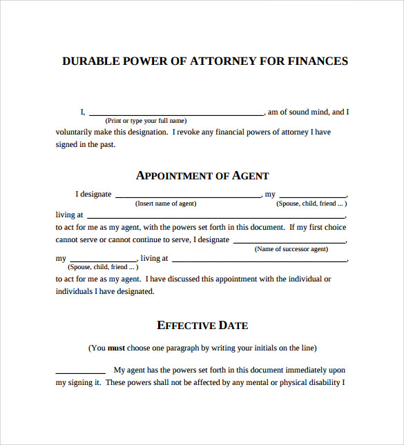 8 Durable Power of Attorney Forms – Samples, Examples & Formats ...