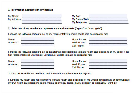 example health care power of attorney form
