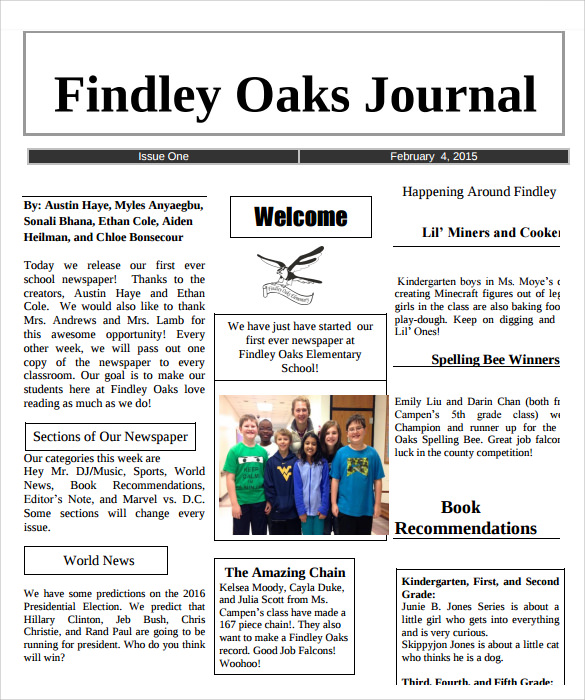 school newspaper template printable