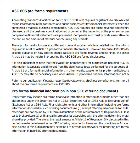 pro forma income statement free pdf
