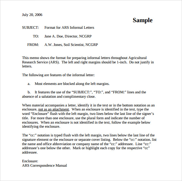 FREE 9+ Sample Informal Letter Templates in MS Word | PDF ...