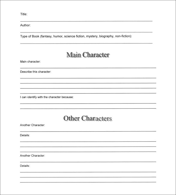 Mystery book report sheet