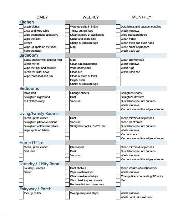 house cleaning checklist