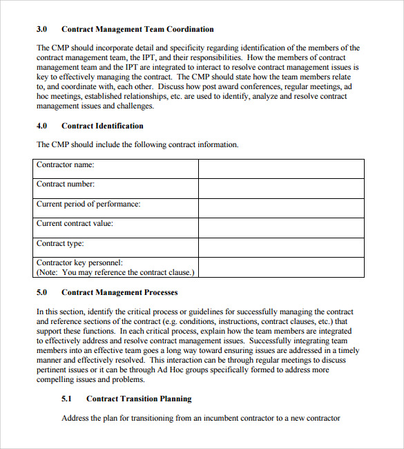 contract summary template