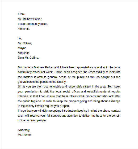 personal introduction letter