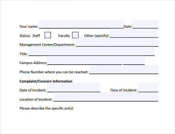 employee complaint form