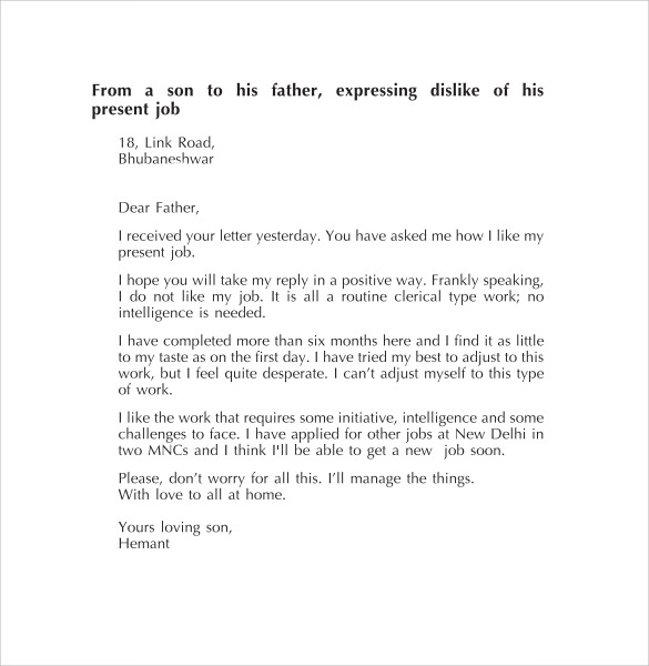 format of personal letter 