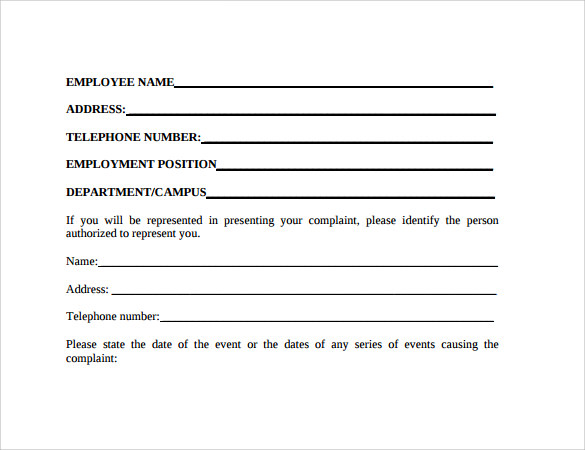 general employee complaint form