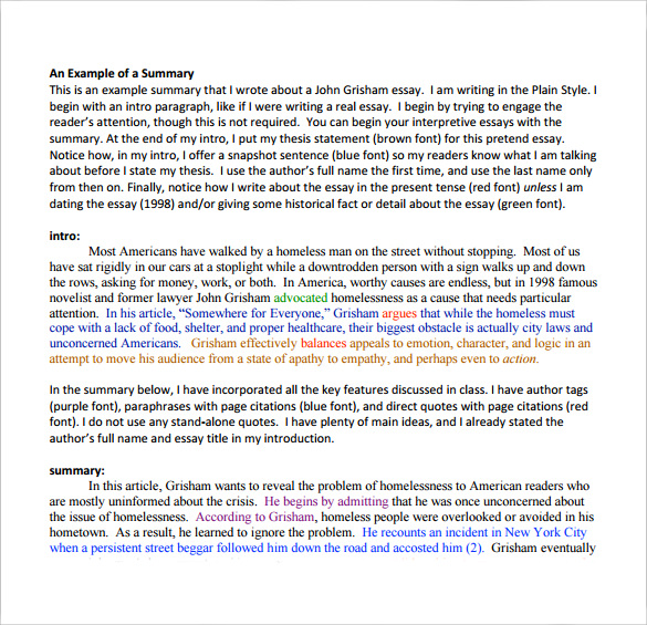 example of a article summary tempalte3