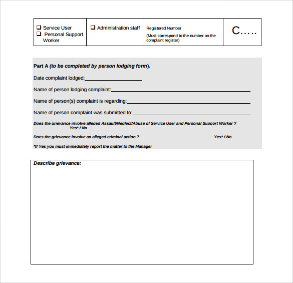 printable harassment complaint form