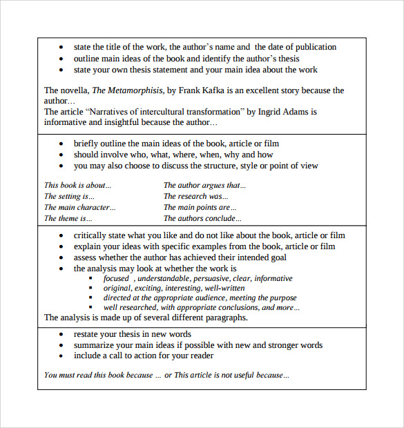 critical analysis aricle summary template