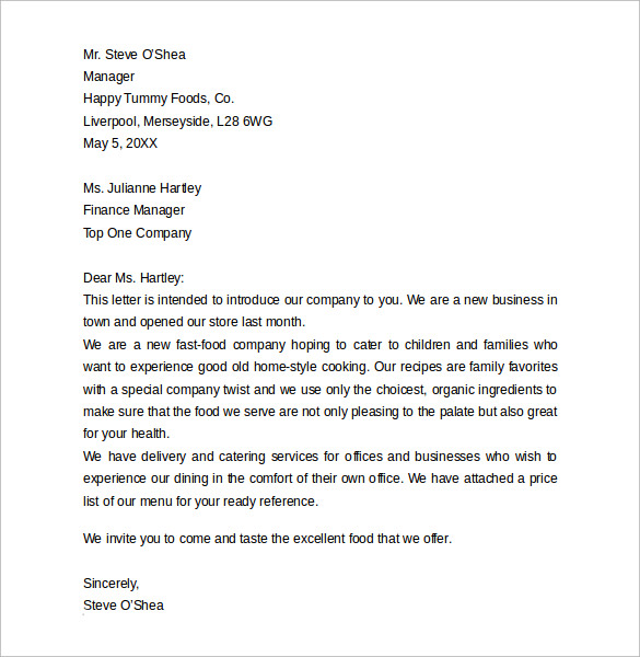 sample business introduction letter