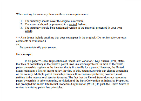 Chapter Summary Examples