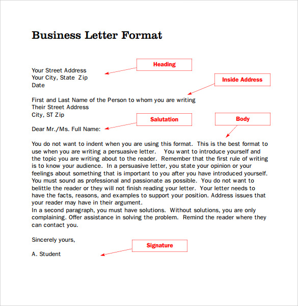 Business Letter Format - 9 + Free Samples , Examples , Format