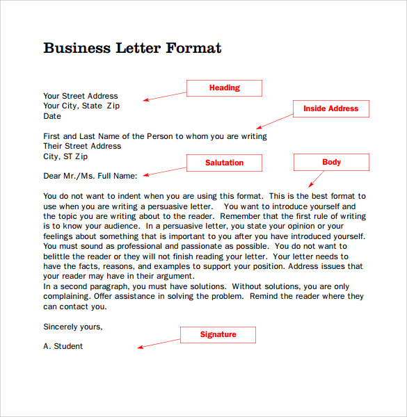 Format of Busines Letter