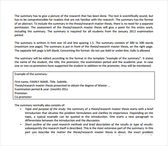 chapter summary template download 