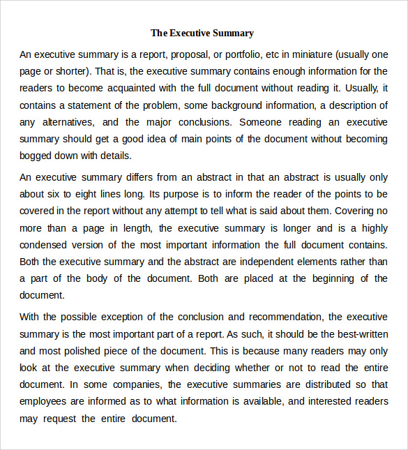 Summary Report Template Examples