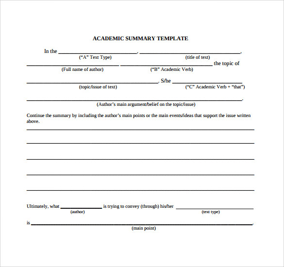 academic summary template