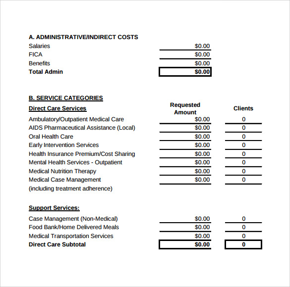 example of budget summary template