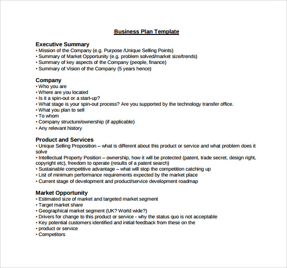 sample of summary business plan