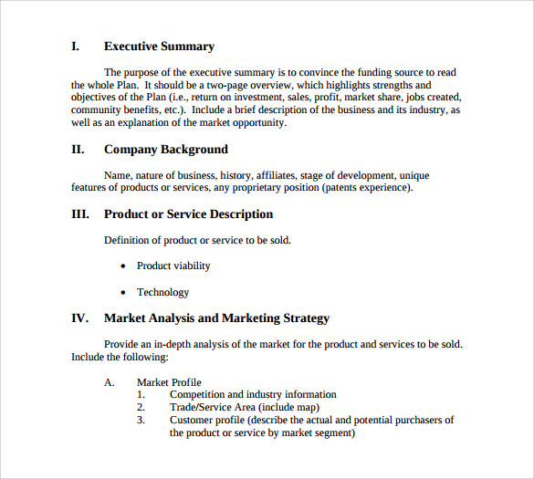 download business summary template