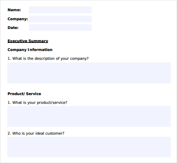 simple business summary template