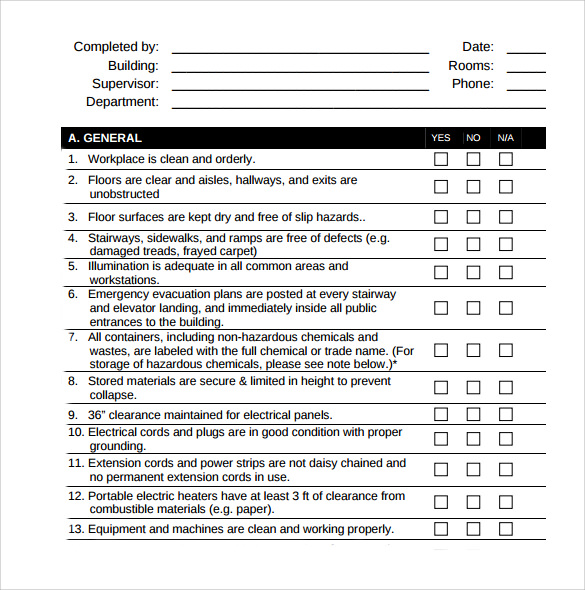 sample training checklist template