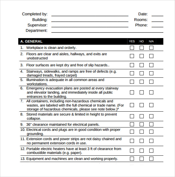 Sample Training Checklist Template 