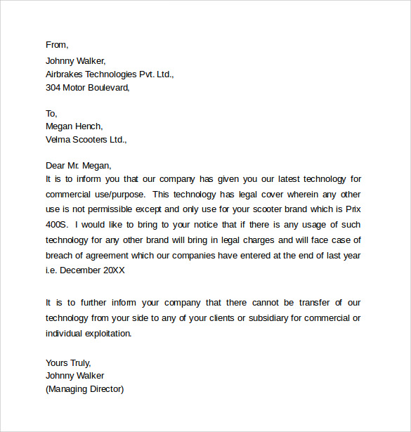 Legal Letter Template 8 Samples Examples Formats