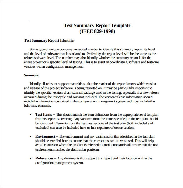 how to write a summary report example