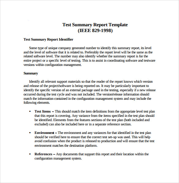 9 Summary Report Templates Samples Examples And Format Sample Templates 0400