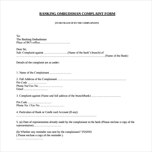 simple banking ombudsman complaint form