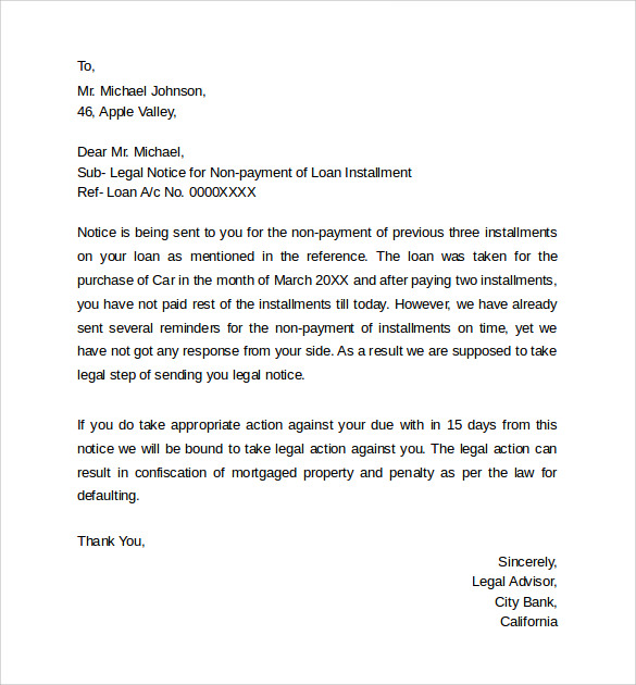 legal notice letter format