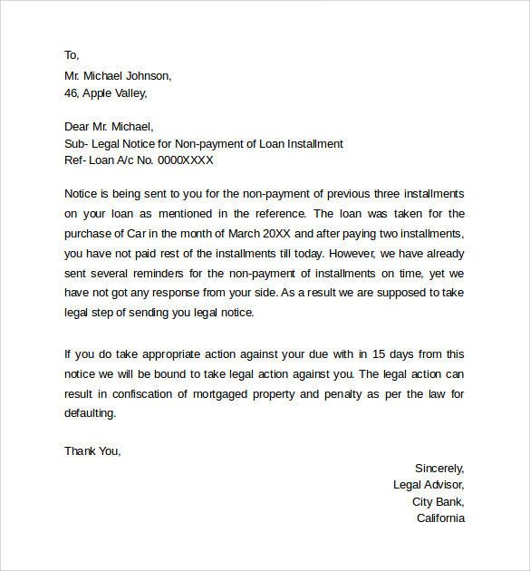 8 Legal Letter Templates Samples Examples Formats Sample Templates