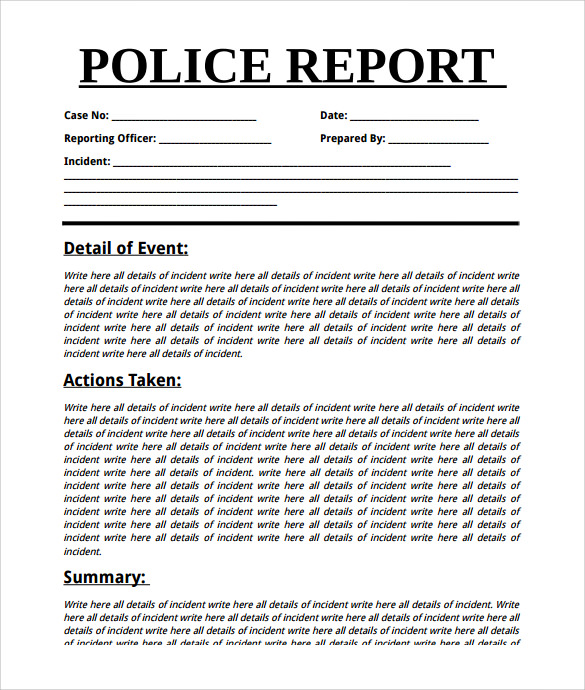 police summary report template