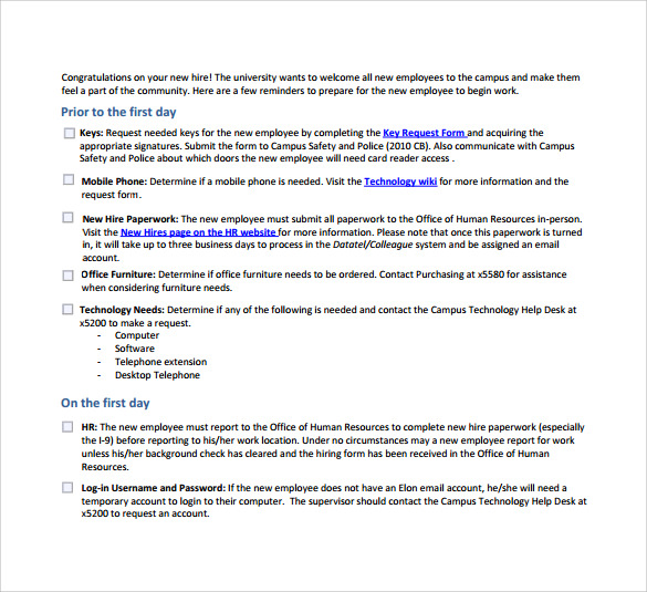 new hire checklist for supervisors