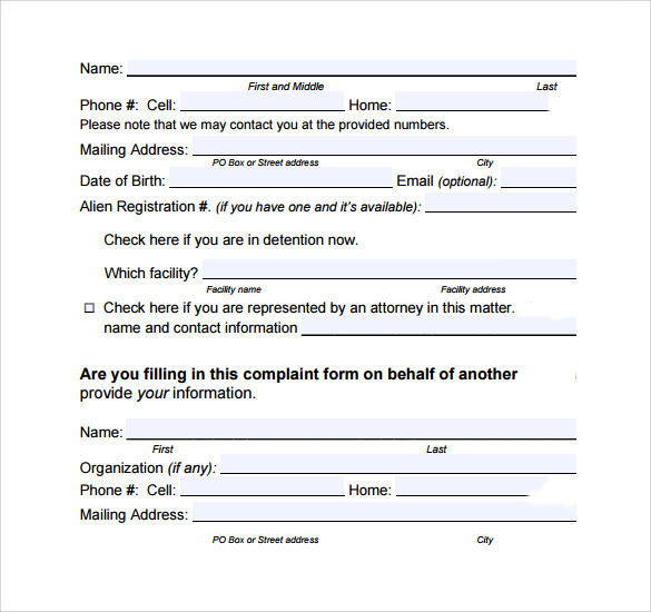 simple civil complaint form
