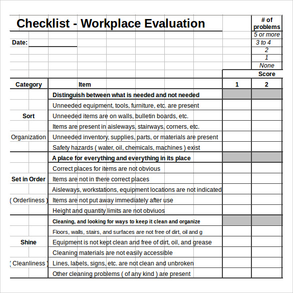 simple excel checklist template