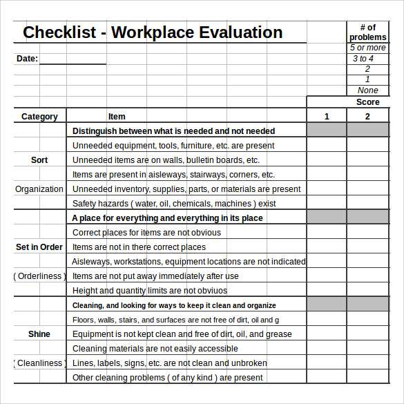 kink checklist excel