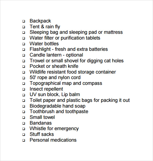 summer backpacking gear checklist
