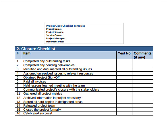 9  Project Checklist Samples Sample Templates
