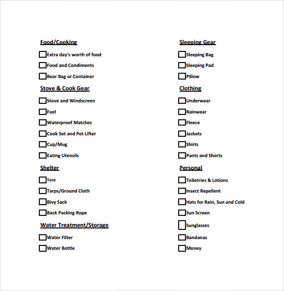 overnight hiking checklist