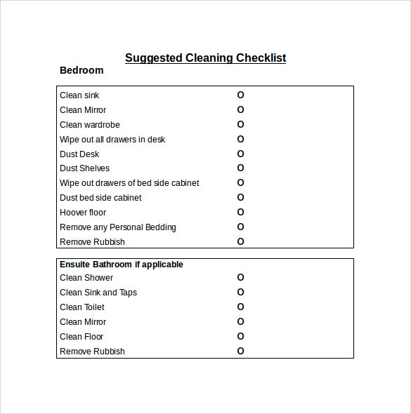 cleaning checklist template to download