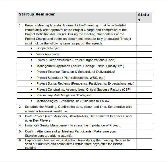 word download project checklist template