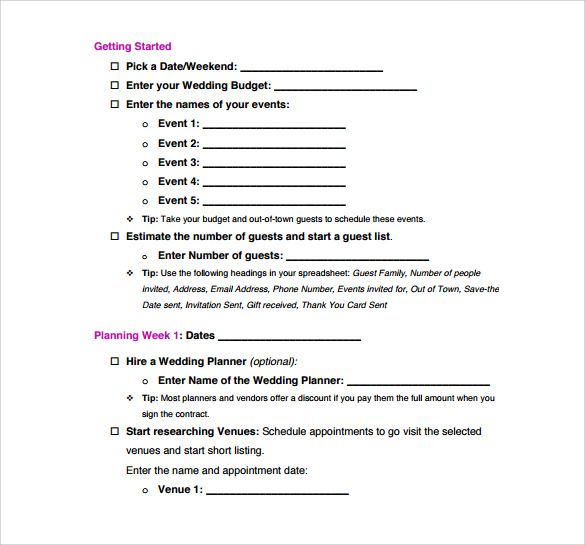 download wedding planning checklist template
