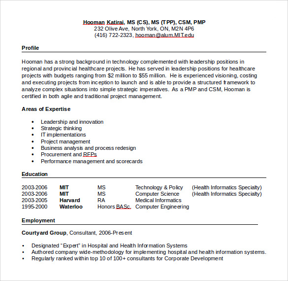 resume in word format