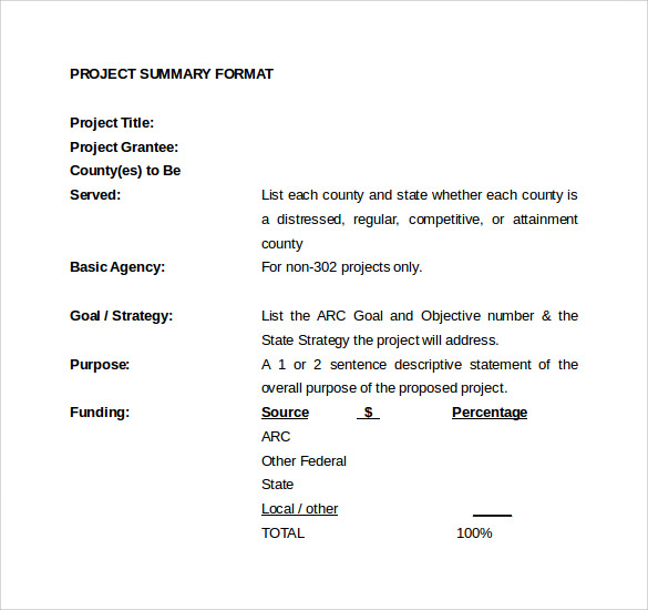 download project summary