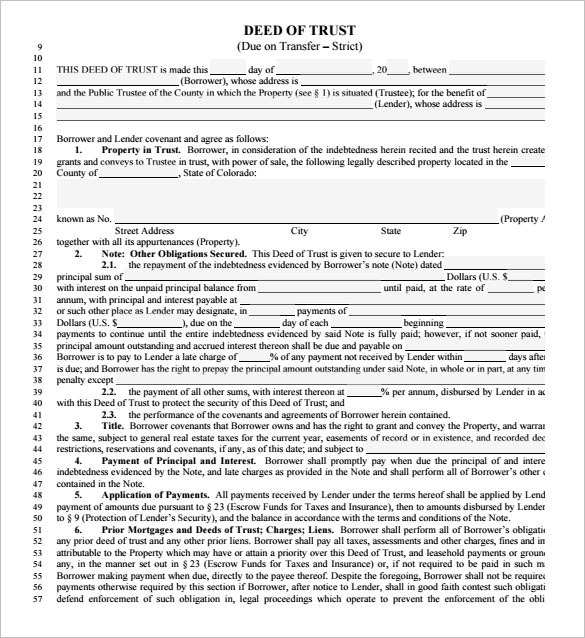 FREE 9 Sample Deed Of Trust Form In PDF MS Word