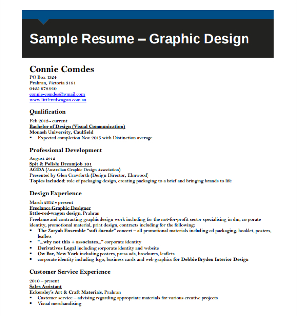 graphic designer resume template